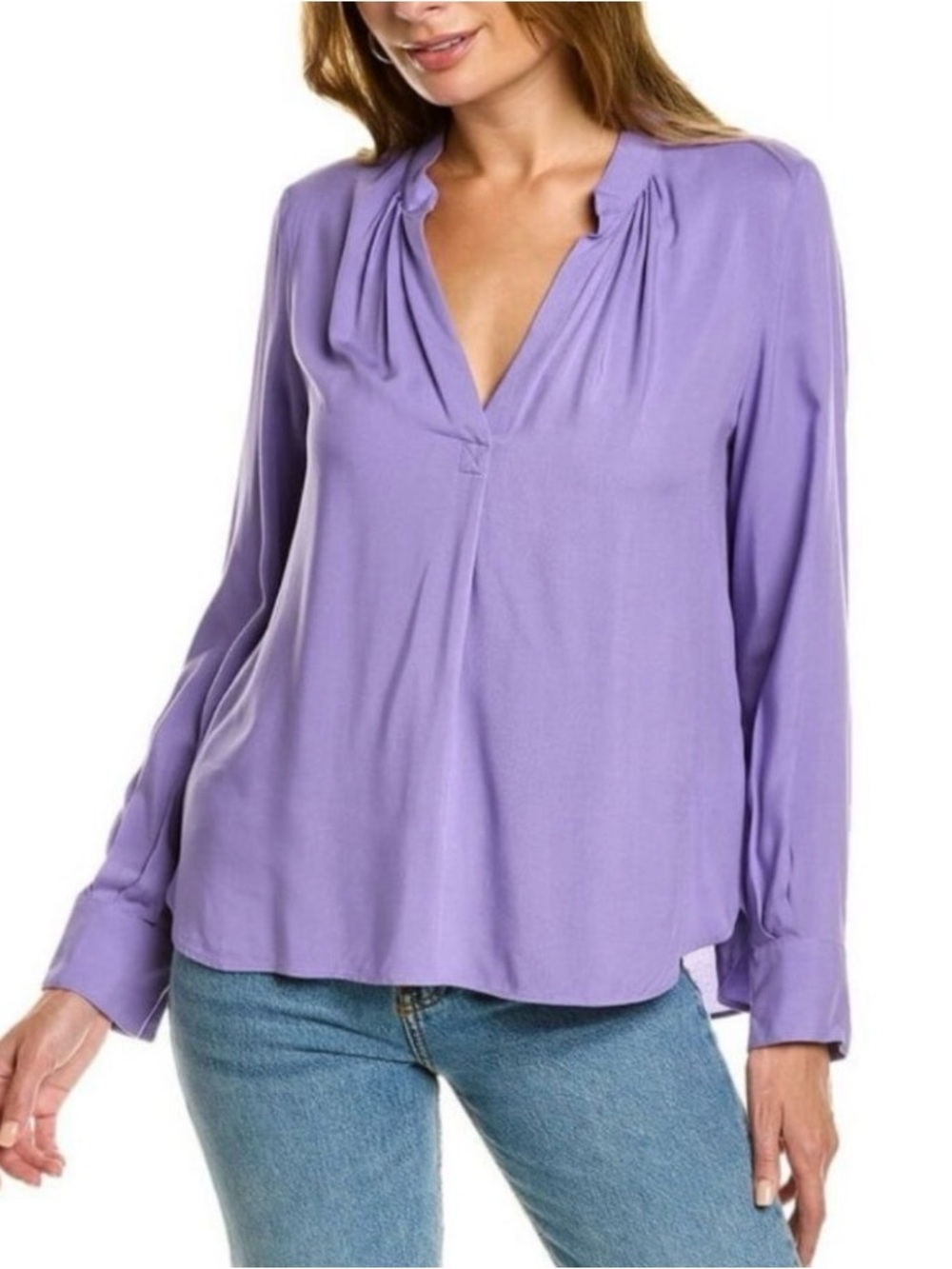 Zadig & Voltaire Lavender Long-Sleeve V-Neck Blouse